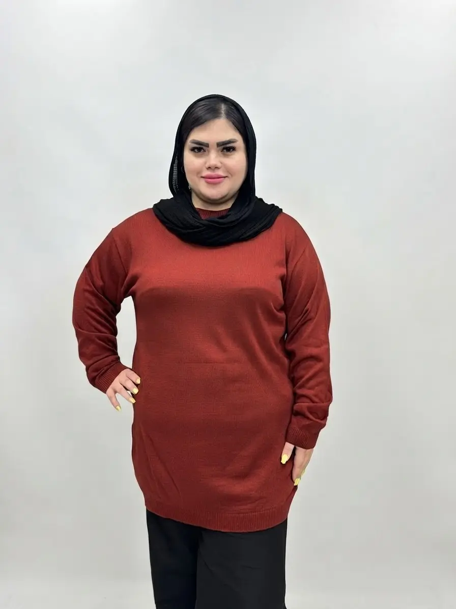 بلوز بافت گپ سایز بزرگ زنانه یقه گرد